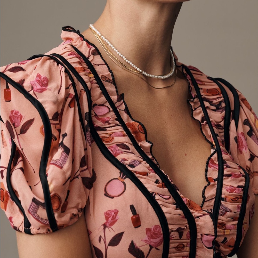 Anisa Makhoul × Maeve V-Neck Puff-
Sleeve Printed Blouse - Picture 4 of 9